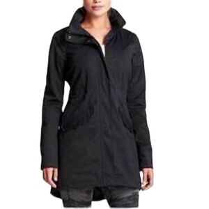 Athleta Chills Parka Jacket Women's S Full Zip Coat Black No Hood